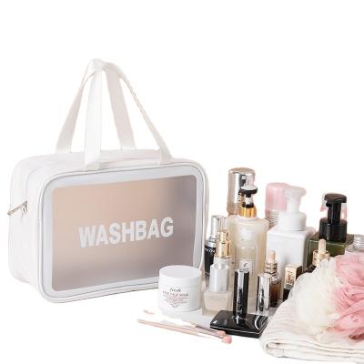 China Lady PVC Cosmetic Bag Women's Wash Bag Travel Portable Large Capacity Transparent Bag for sale