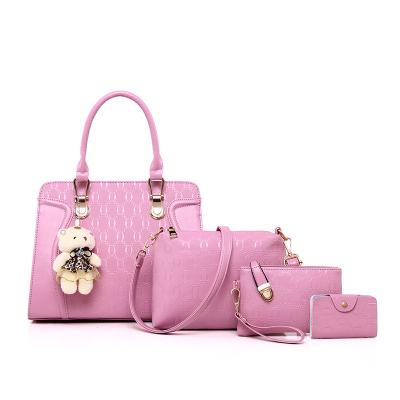 China Small bear baby bag single four-piece set manufacturers women handbags multi-piece ladies handbags for sale