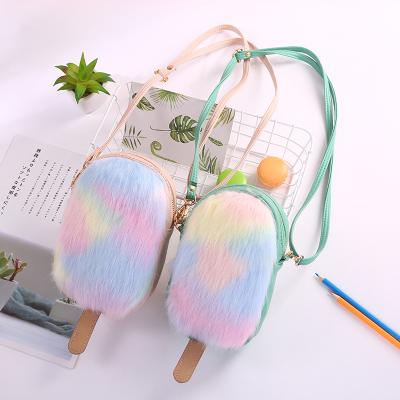 China Popular in Europe and America fashion plush children's bag cute girl's rainbow shoulder bag children's messenger bag for sale