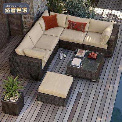 China Modern Outdoor Rattan Woven Sofa Combination Sunscreen Sunscreen Waterproof Rattan Furniture Outdoor Garden Sofa for sale