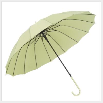 China Special Customized Solid Color Leather J Handle 16K Automatic Open Straight Umbrella Paraguas for sale