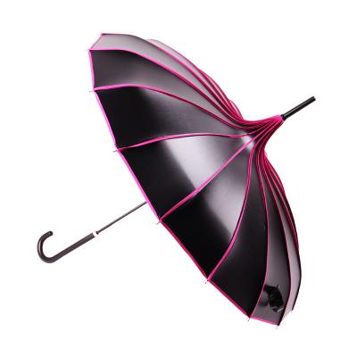 China Wholesale Customized Straight Long Handle Special Custom Logo Printing Pagoda Parasol UV Protection Umbrella For Lady for sale