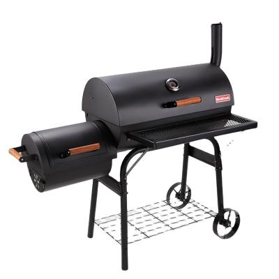 China Premium Heavy Duty Outdoor Large Adjustable Size Cart Barrel Smoker Charcoal BBQ BBQ Grill With Offset Smoker for sale