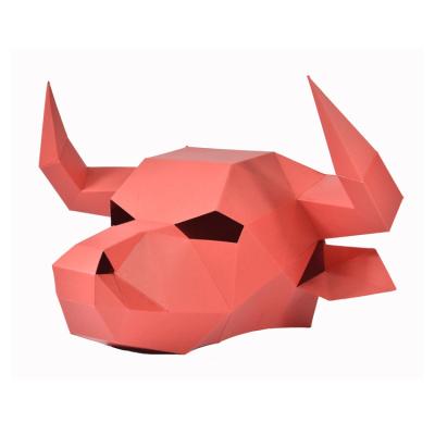 China Cartoon Toy Custom Funny Animal Mask DIY Collected Paper Cattle Head Part Toys 3D Puzzles For Kids for sale