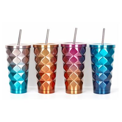 China Sustainable 16 Oz Stainless Steel Tumbler Sublimation With Stainless Steel Straw For Buffet for sale