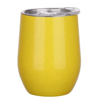 China Sustainable Hot 12oz Thermal Travel Wine Mug Stainless Steel Tumbler With Straw for sale