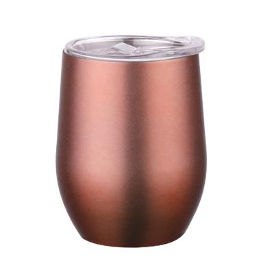 China Custom Printed Tumbler Viable 12oz Rose Gold Insulated Food Grade Stainless Steel Wine Coffee Mug for sale