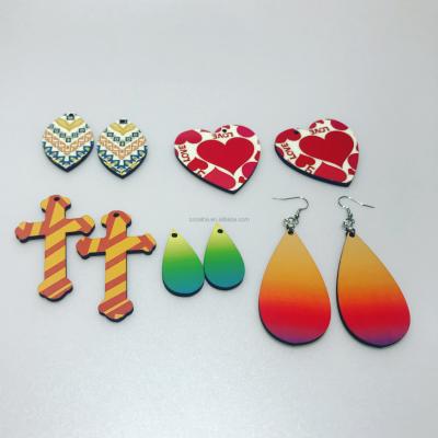 China FASHIONABLE Wholesale Blank Sublimation Round Heat Press Transfer MDF Earrings Jewelry for sale