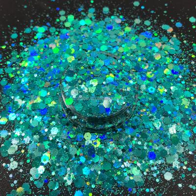 China Chunky Glitter Chameleon Color Shift Polyester Holographic Glitter Festival Decoration Selection Cheap Wholesale Prices For Tumbler for sale