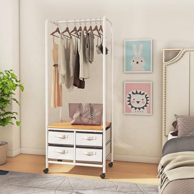 China Modern Household Clothes Hanging Rod Vertical Cloth Storage Rack Bedroom Wardrobes Storage Rack Drawers for sale