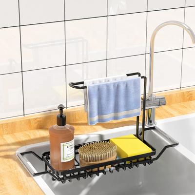 China Multi-Function Viable Kitchen Stainless Steel Sink Drain Towel Rack Retractable Wiper Rack Multi-Function for sale