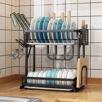 China Sustainable Black Dish Drying Rack Dish Rack Kitchen Countertop Storage Rack for sale