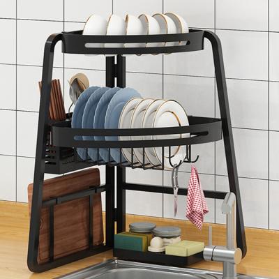 China Workable Dish Drying Rack Over The Sink Kitchen Storage Rack Dish Rack 2021 Hot Selling Black Organizadores 3 Tiers Dish Rack for sale