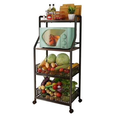 China 2021 Viable Portable Kitchen Microwave Oven Storage Rack Multifunctional Vegetable And Fruit Storage Rack for sale