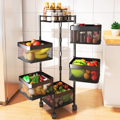 China Sustainable Kitchen Multi-Layer Rotating Racks Stainless Steel Fruit And Vegetable Storage Shelf for sale