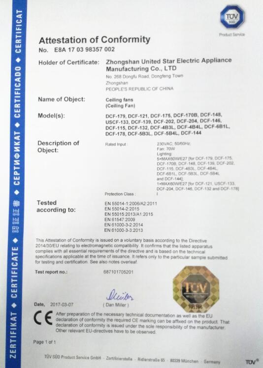 TUV mark - Zhongshan United Star Electrical Appliance Manufacturing Co., Ltd.