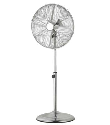 China Hot Selling Metal Powerful Metal Hotel Fan Stand For Euro 16 Inch 50 Inch Pedestal Chrome Electric Power Mechanical Air Cooling Fan 3 Speed for sale