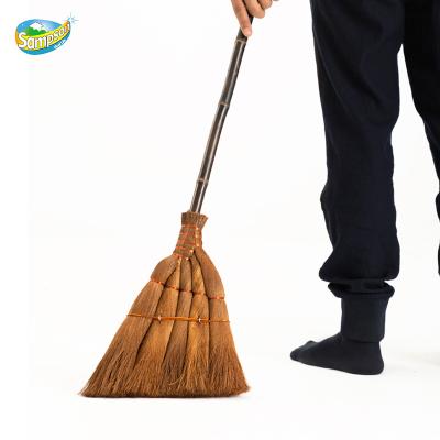 China Factory Street Indoor & Outdoor Custom Push Sweeping Home Outdoor Palm Bristle Hard Broom for sale