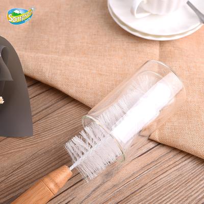 China Viable Factory Direct Handle Cleaning Brush Cleaning Brush Baby Bottle Water Cup Bamboo Cleaning Brush for sale