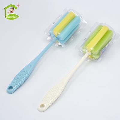 China Sustainable Environmental Protection And Tasteless Long Handle Sponge Cup Brush Milk Bottle Brush for sale