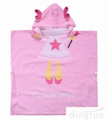 China Pink Girls Customized Hooded Poncho Towels Azo Free Full Reactive Printing for sale