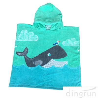 China Cute Dolphin Hooded Poncho Beach Towel Reactive Printed For Girls & Boys for sale