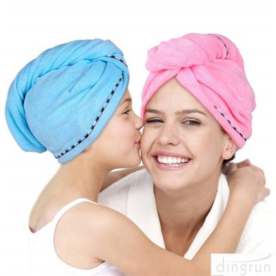 China Super saugfähige Microfiber-Haar-Tuch-Verpackungs-Haar-Turban-Kopf-Verpackung mit Knopf zu verkaufen