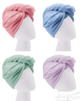 China Kundenspezifischer schneller trockener saugfähiger eingewickelter Twist Microfiber Haar-Turban-Tuch mit Knöpfen zu verkaufen