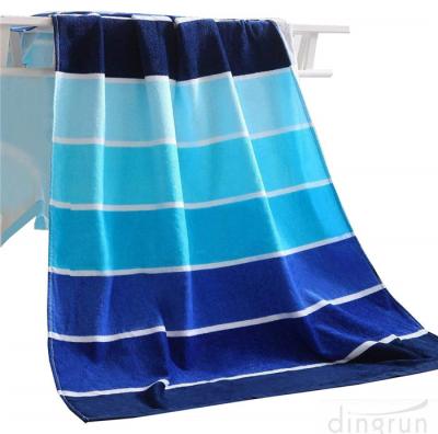 China 100% Cotton Soft Beach Towel Pool Towel Gradient Blue Striped Towel Bath Towel for sale