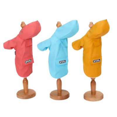 China Stocked Dog Raincoat With Hat Quadruped Clothes Waterproof Small Dog Pet Inclusive Raincoat for sale