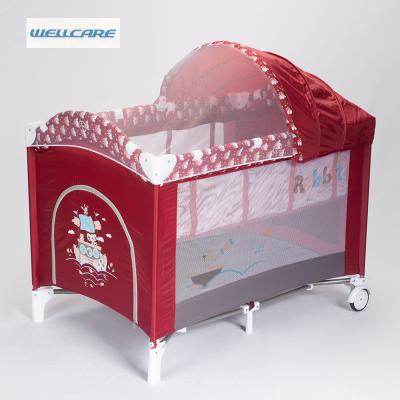 China Baby Cribs Deluxe Foldable Baby Cribs Children's Playpen Kids Cribs With Canopy for sale