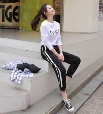 China Wholesale Anti-Wrinkle Amazon Support OEM Fabric Comfortable Breathable Women Hot Selling Black Custom Sweatpants for sale