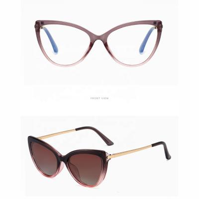 China Fashion and Classic 2021 Styles High Quality TR90 Clip On Eyewear Sun Logo Custom Glasses Polarized Glass Fashion Sunglasses 95658 for sale