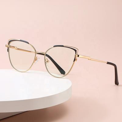 China 10 Years OEM Experience Eyeglasses Sunbest WH521 Blue Light Metal Women's Cat Eye Spectacle Frames Anti Personality Two Color Optical Glasses for sale