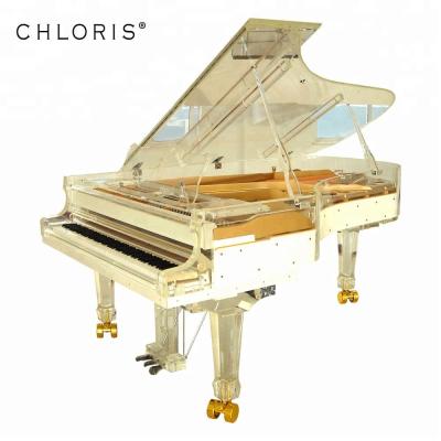 China Chloris Luxury Hotel Furniture Clear Acrylic Stage Concert Grand Piano 275 Mechanical Price With LED Lights Crystal Piano for sale