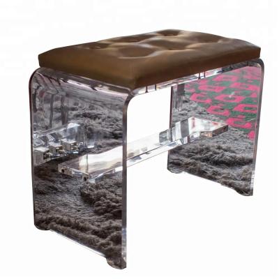 China Fashion Style Acrylic Crystal Piano Bench With Leather Cushion for sale