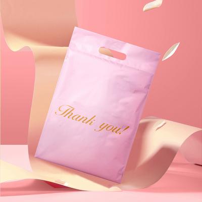 China shoes & clothing custom printed biodegradable shipping bag Matte With Handle Garment T-shirt plastic shipping bag plastic bag for sale