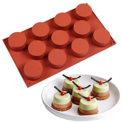 China Cylindrical Cake Jelly Muffin Chocolate Pastry Pudding Cookie Pan DIY Fondant Silicone Mold Cupcake Mousse 11 Cavities Viable for sale