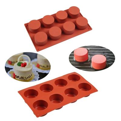 China Viable Round Silicone Mold 8-Cavity Cookie Chocolate Baking Molds For Candy Mini Soap Cake Bread Cupcake Cheesecake Muffin and Jello for sale