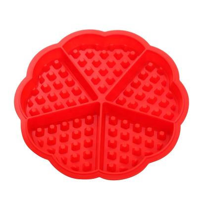 China Viable Heart Shape Waffle Mold 5-Cavity Silicone Oven Pan Baking Cookie Cake Muffin Silicone Cake Tools for sale