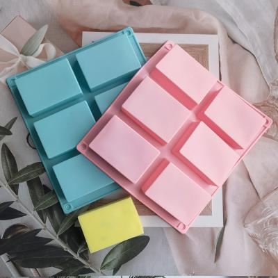 China Sustainable 6 Cavity Silicone Mold For Making Soaps Simple Soap Mold Rectangle DIY Handmade Soap Form Tray Mold for sale