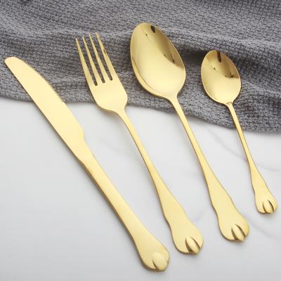 China Sustainable New Arrivals 2021 Stainless Steel Spoon Gold Flatware Set Unique Flat Tableware for sale