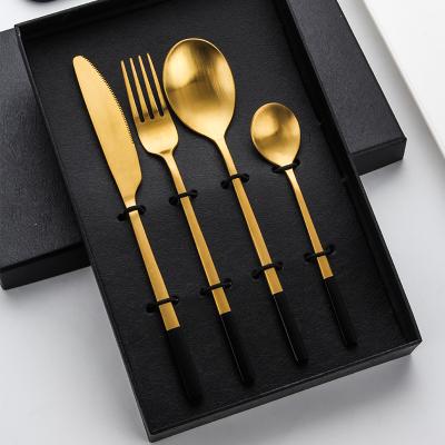 China 2022 New Arrival Sustainable Matte Knife And Fork For Restaurant Matte Gold Cutlery Set Matte Gold Stainless Steel Flatware for sale