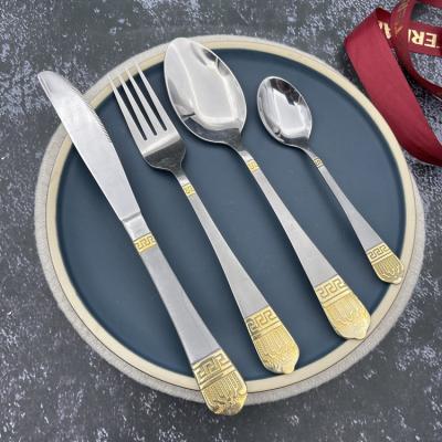 China New 2021 Trending Viable Product Customization Cutlery Set Handle Spoon Fork Knife Set Bulk Flatware Luxury Matte Set for sale