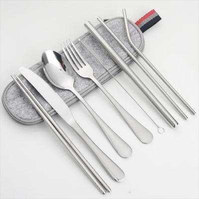 China 2021 Sustainable Popular Products Camping Cutlery Set Travel Cutlery Set With Case Portable Cutlery Set for sale