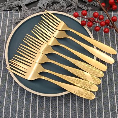 China 2022 Sustainable Hot Selling Amazon Gold Flatware Fork Dinnerware Cutlery Set Stainless Steel for sale