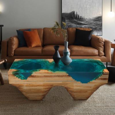 China Best Selling (Size) Adjustable Solid Wood Tables Solid Epoxy Wood, Unique Design Crystal Clear Epoxy Wooden Tables for sale