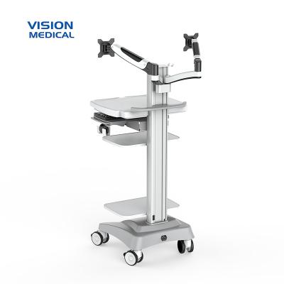 China Industrial Mobile Medical Computer Telemedicine Cart Two Arm Tablet Cart Certified Portable Nursing Cart for sale