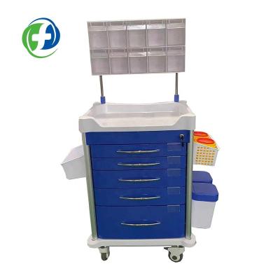 China Industrial Stainless Steel Instrument Crash Cart With Storage Box for sale