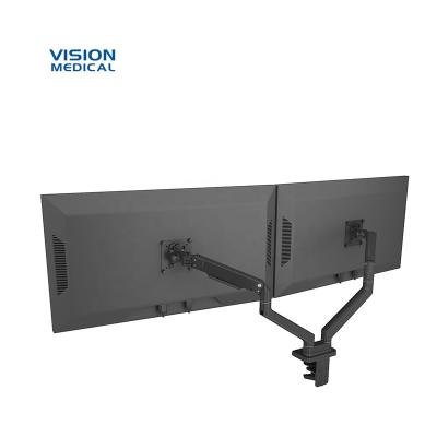 China Industrial Double Wall Mount Double Arm Monitor Desk Mount Computer Desk Fully Adjustable Aluminum Mounts for sale